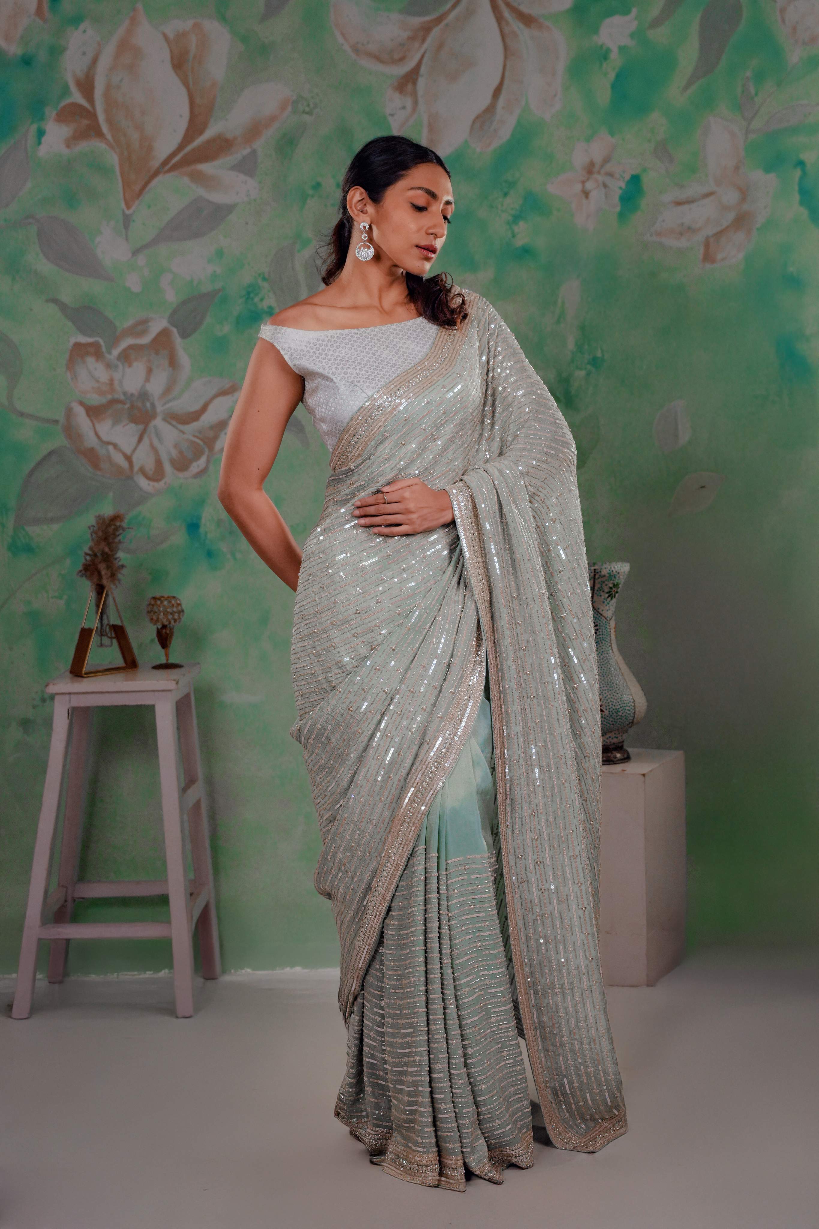 DESIGNER CRUSHED SILK SAREE