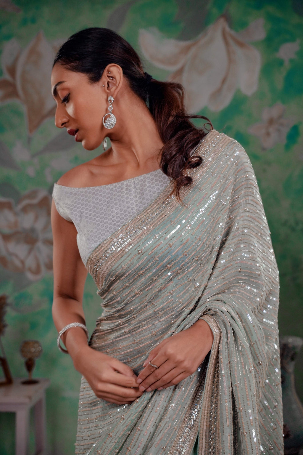 DESIGNER CRUSHED SILK SAREE