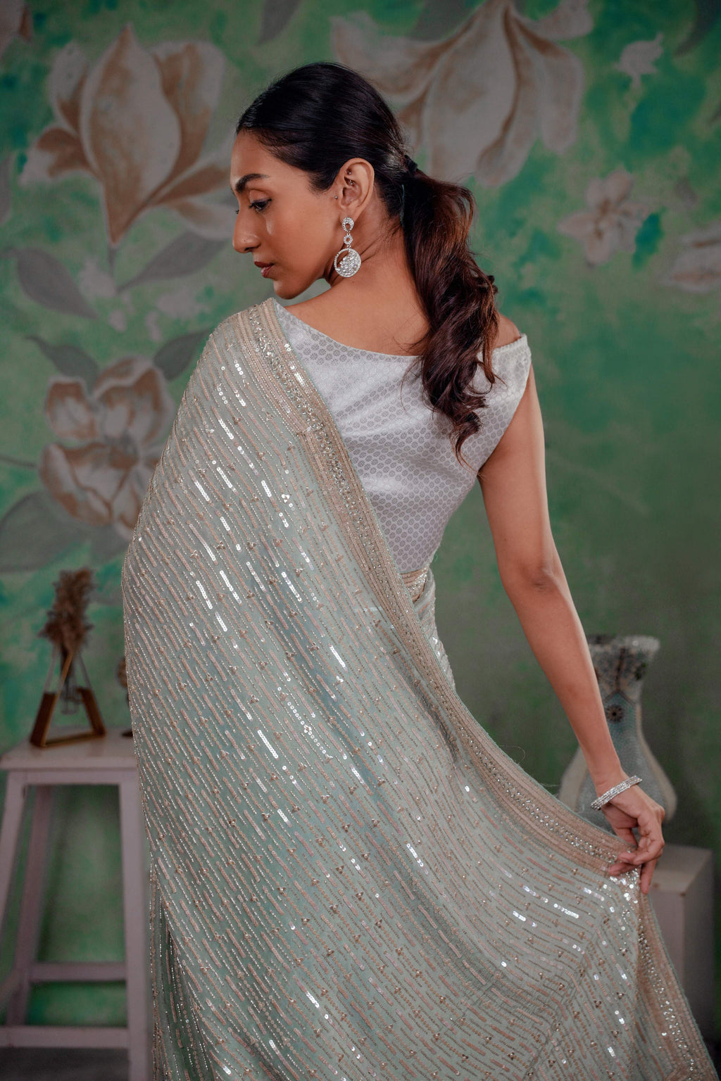 DESIGNER CRUSHED SILK SAREE