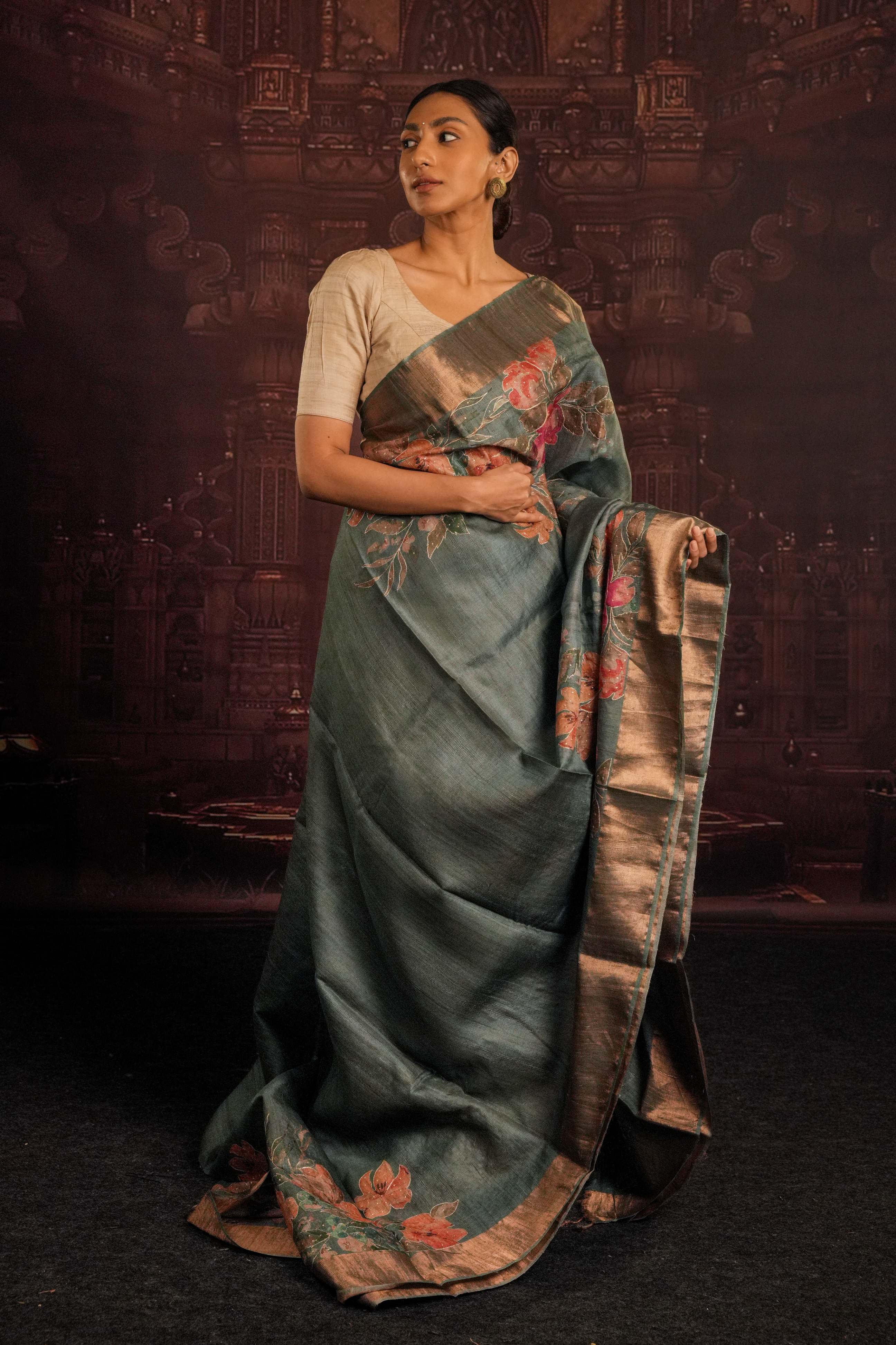 PURE HANDLOOM TUSSAR SILK