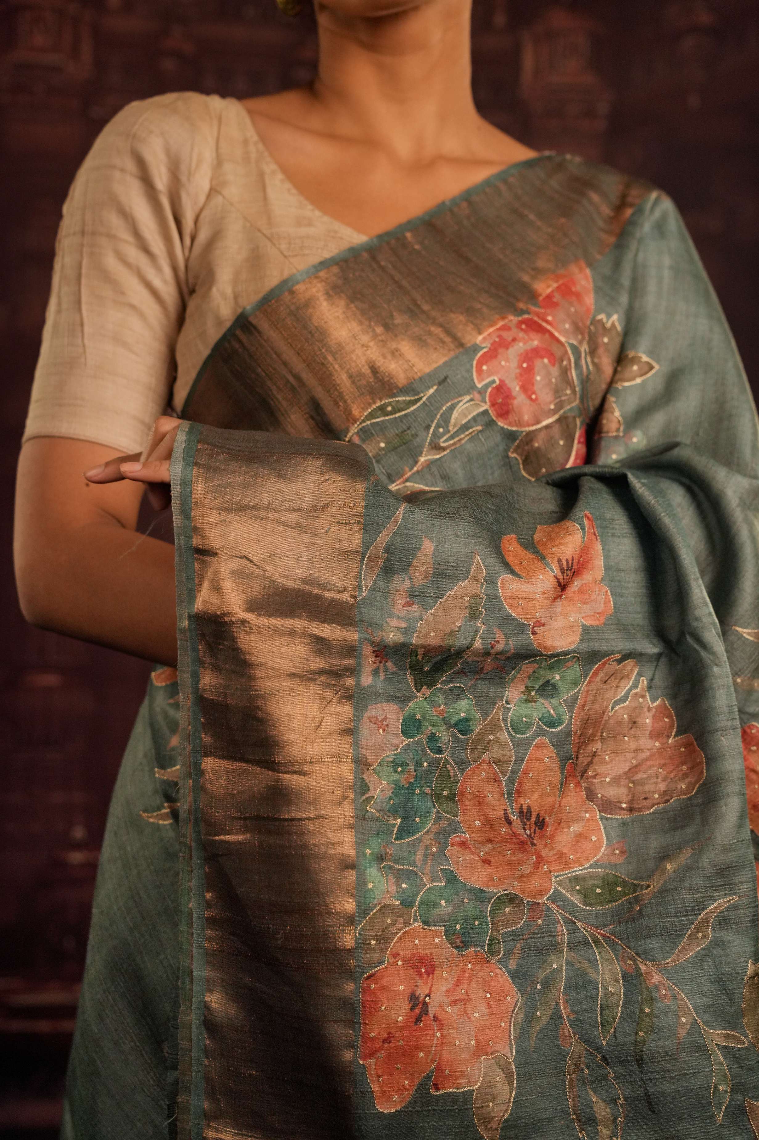 PURE HANDLOOM TUSSAR SILK